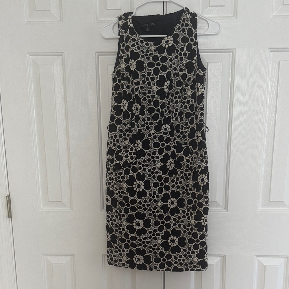 Lafayette 148 New York Black and Cream Floral Midi Dress